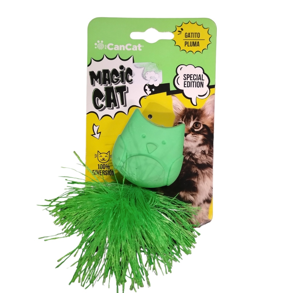 Gato de goma con plumas CanCat