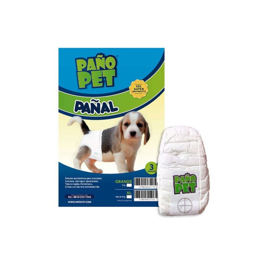 Panal Pañopet chico hasta 1kg x 3 unidades