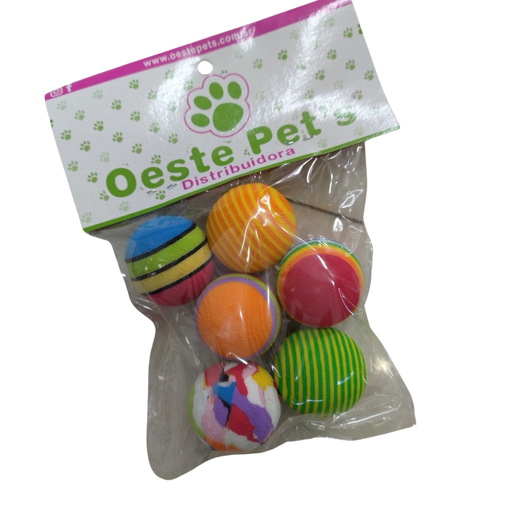 Pelota de goma multicolor para gato x 6 unidades