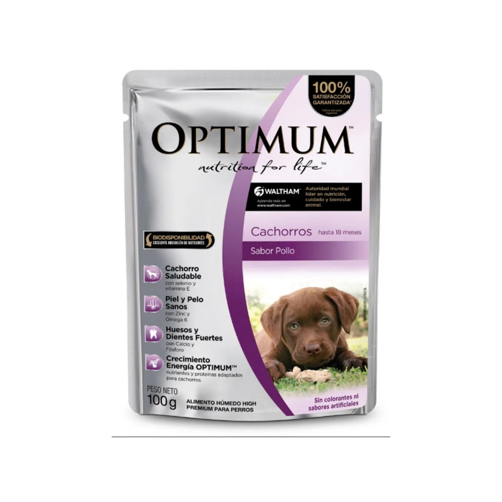 Pouch Optimum Cachorros Sabor Pollo x 100gr