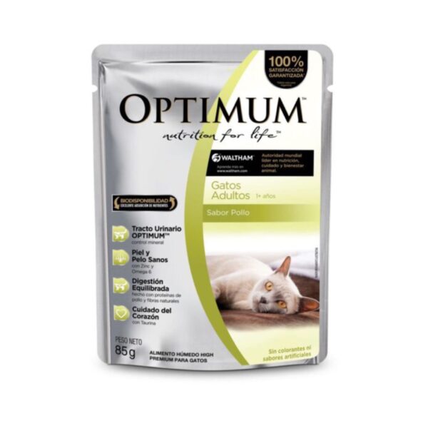 Pouch Optimum Cat Adultos Pollo x 85gr