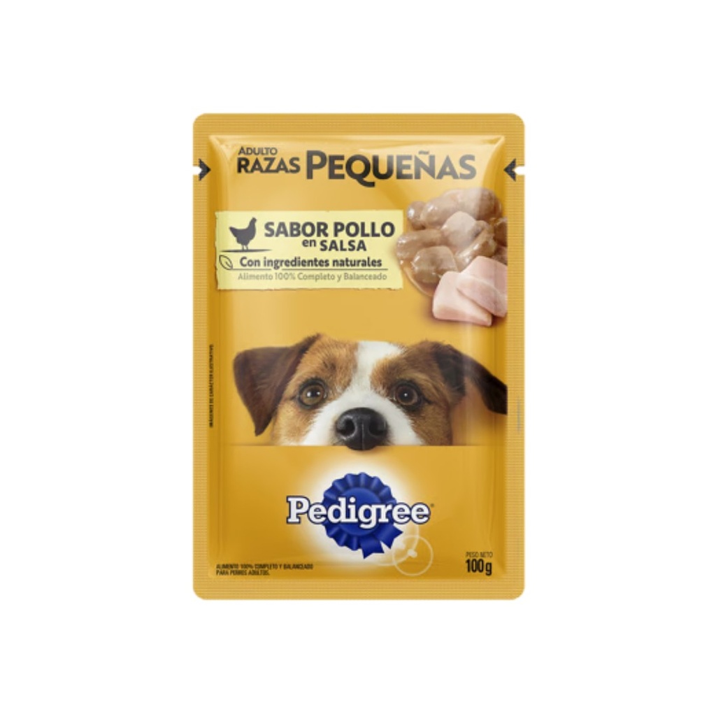 Pouch Pedigree Adulto Razas Pequeñas Pollo x 100gr