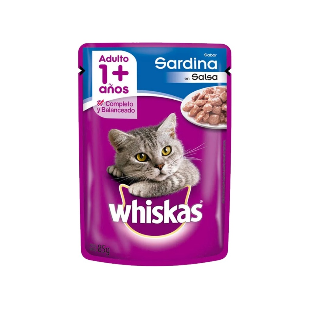 Pouch Whiskas Adulto Sardina Salsa x 85gr