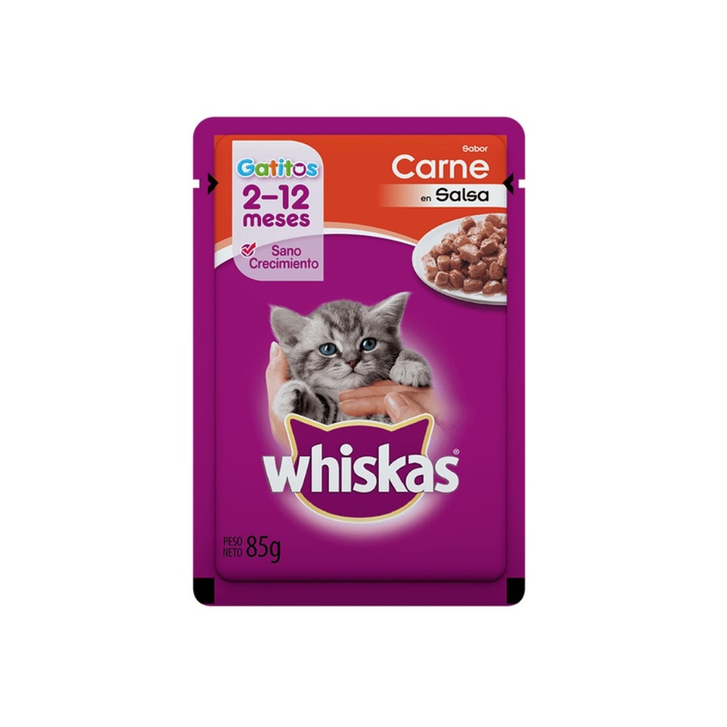 Pouch Whiskas Gatito Carne Salsa x 85gr