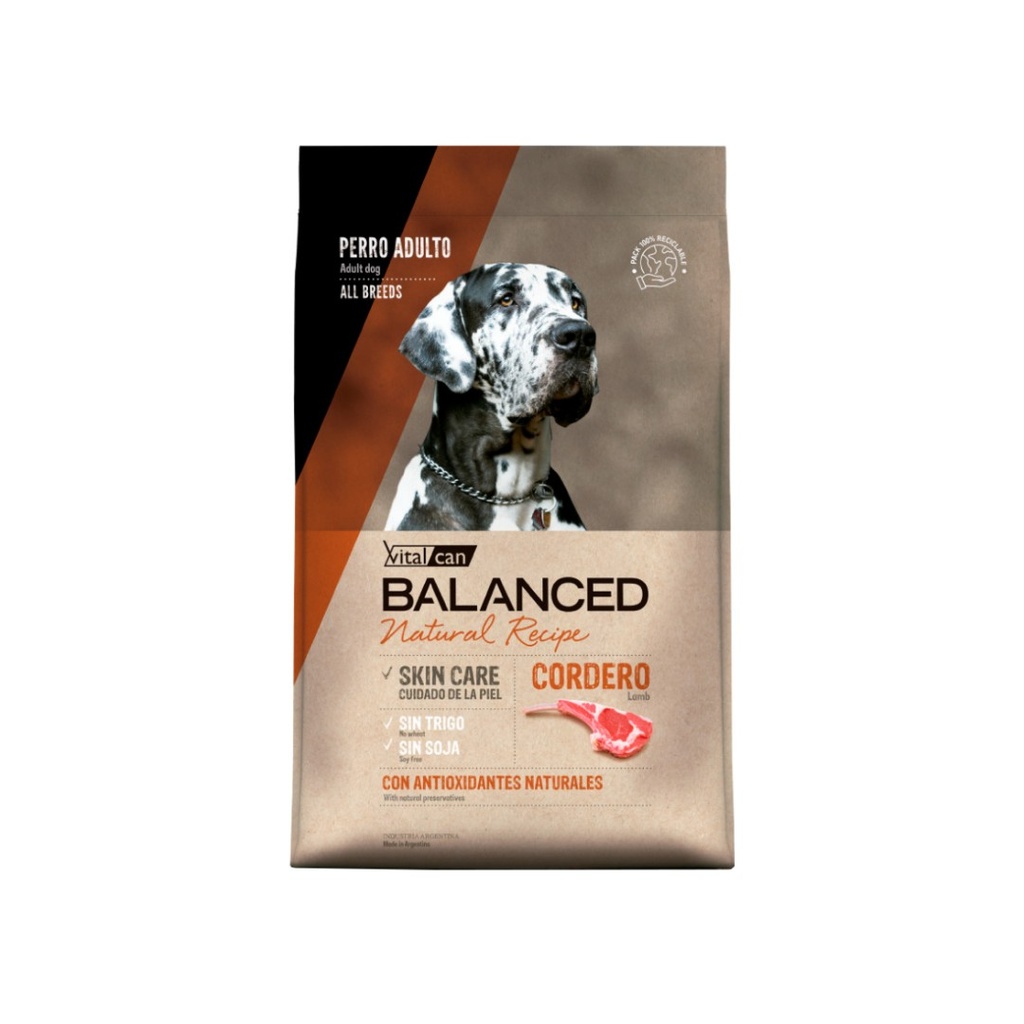 Vital Balanced Natural Recipe Dog Cordero Arroz x 3kg