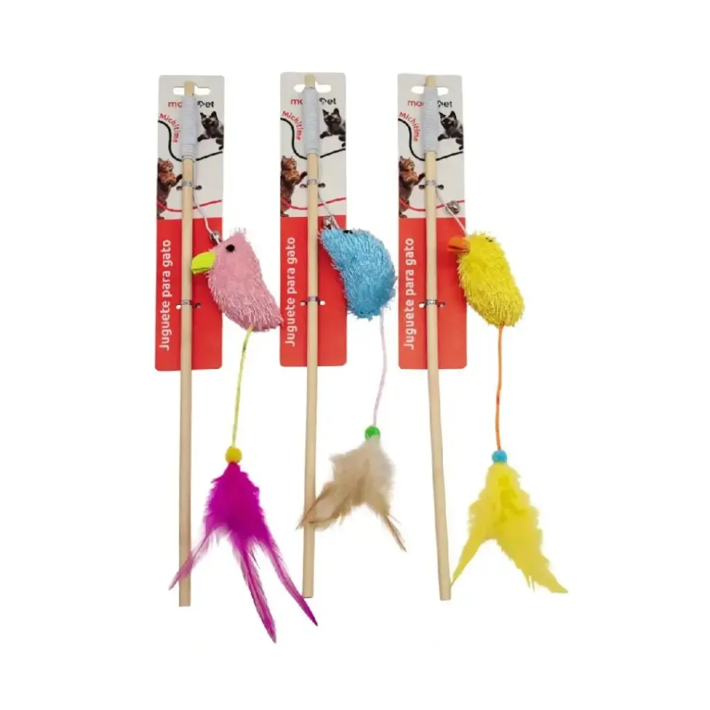 Cañita para gato ratita hilo con pluma