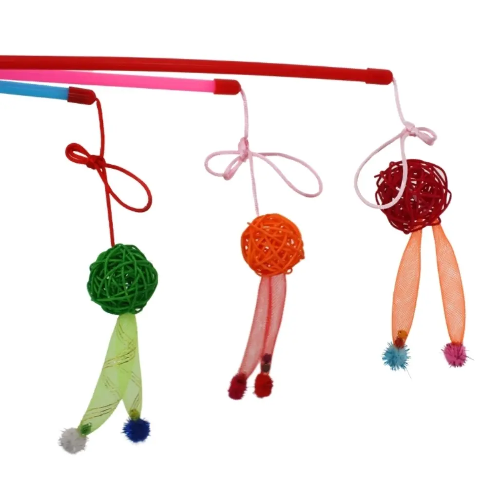 Cañita para gato con sonajero y pompón