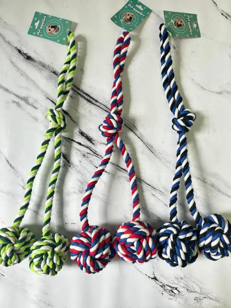 Soga dos pelotas nudo de algodón 