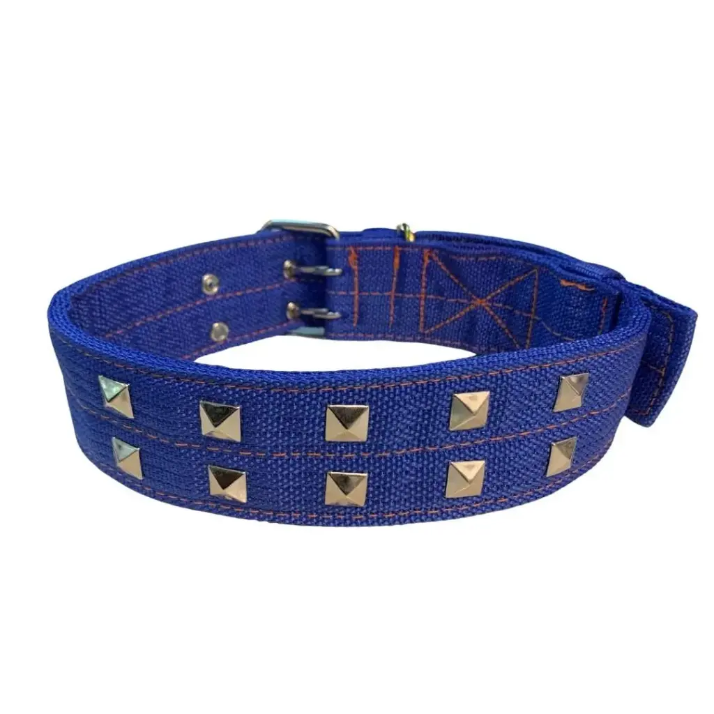 Collar tela ancho con 10 tachas 5cm
