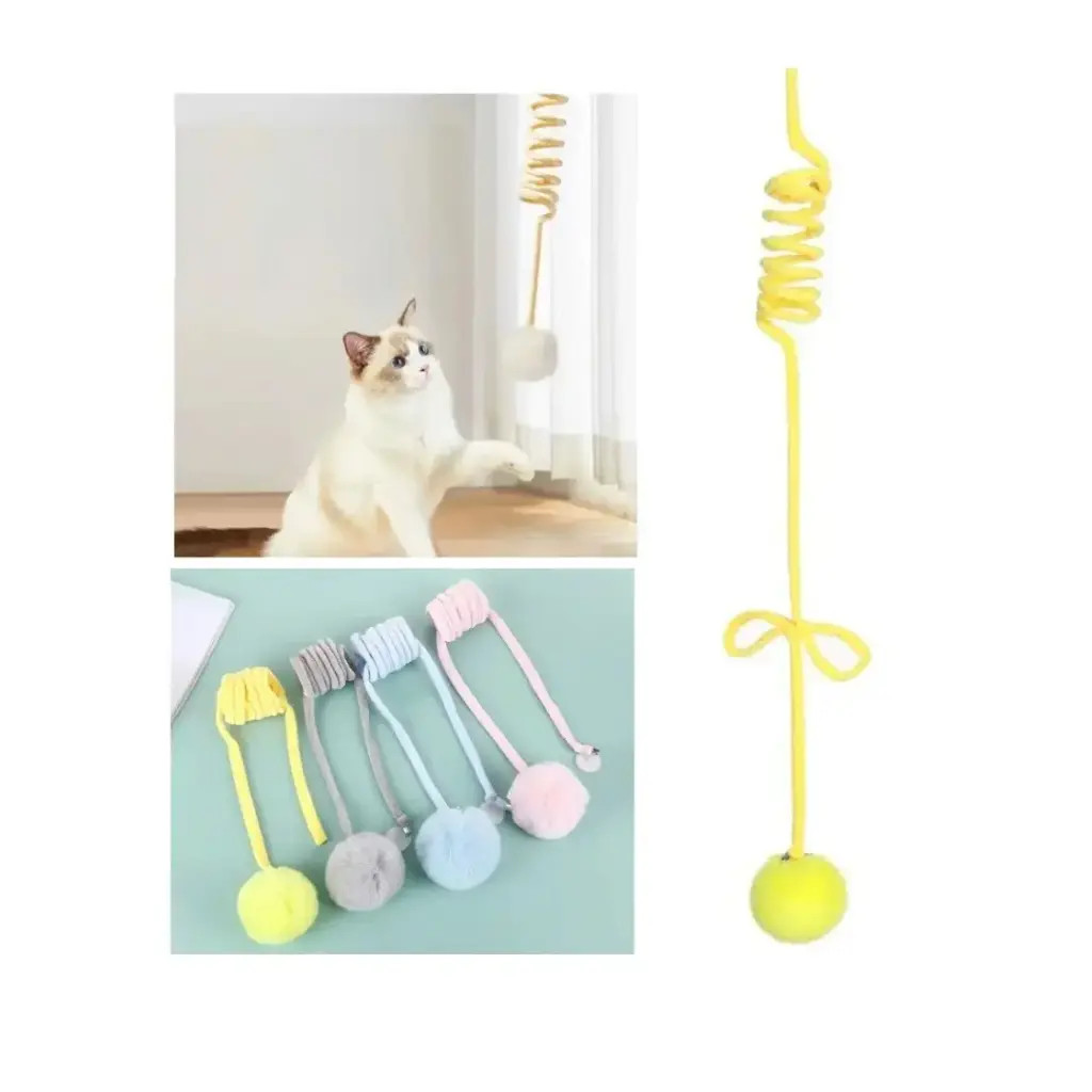 Juguete gato resorte con peluche