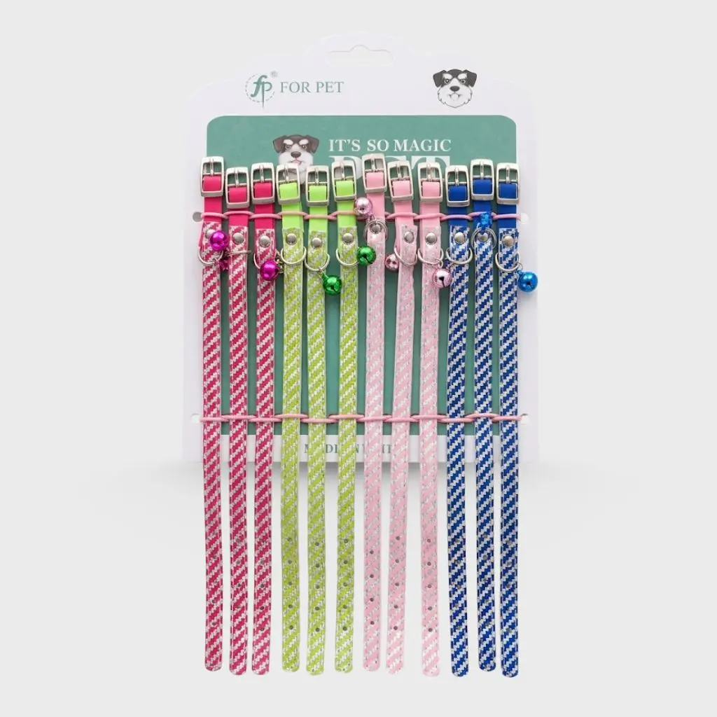 Collar para gato cuerina brillos