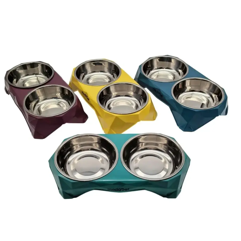 Comedero doble plástico con acero