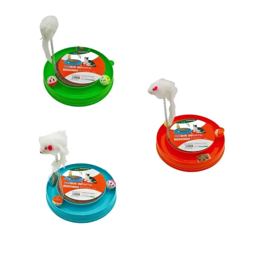 Juguete gato con pelotas y ratita