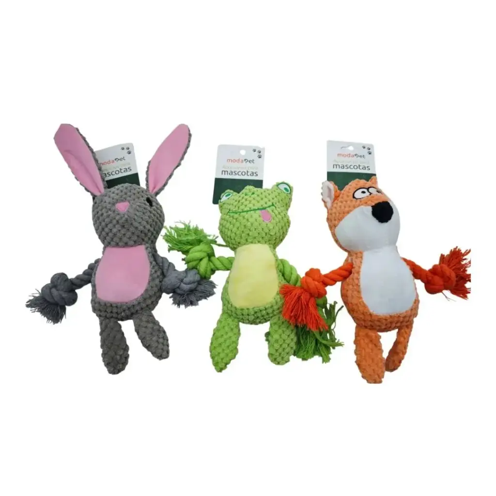 Juguete de peluche animales con brazos de soga
