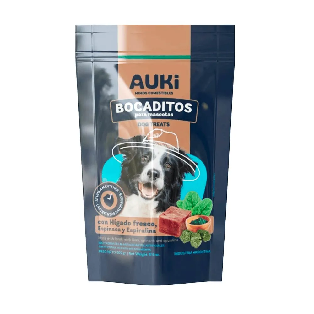 Auki bocaditos Hígado Espinaca y Espirulana x 500gr 