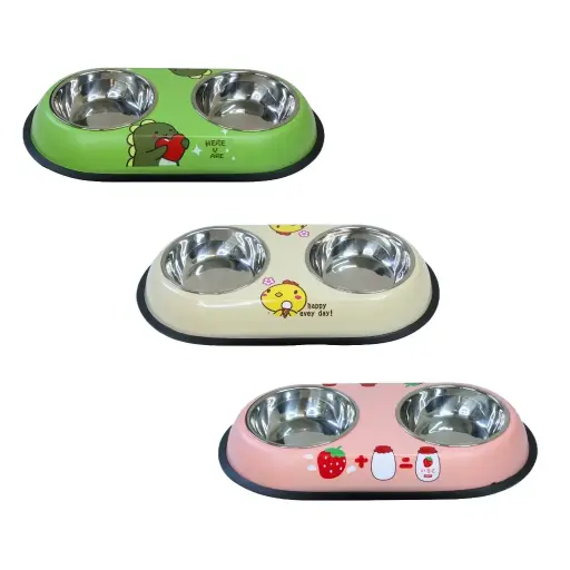 [8686000081908] Comedero acero doble con dibujos N-1