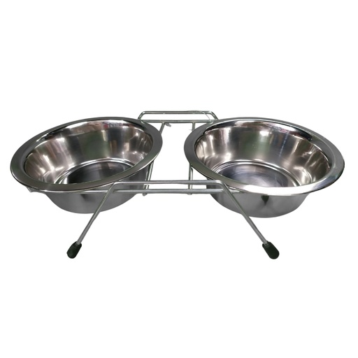 [COID02] Comedero doble acero inoxidable con pie 21cm