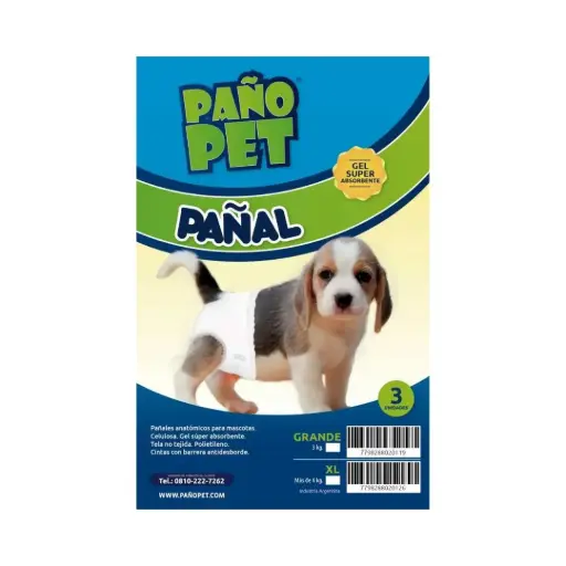[PAÑOXL] Panal Pañopet XL hasta 5kg x 3 unidades