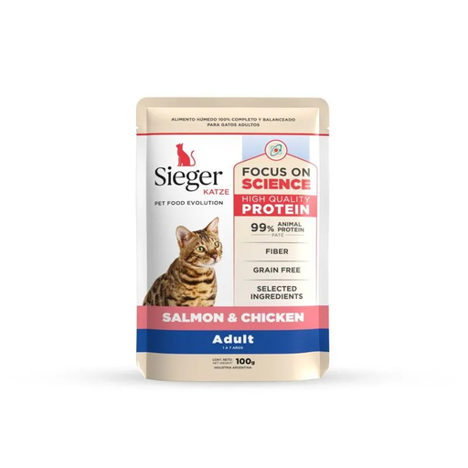 [25-04-08-03] Pouch Sieger Katze Adult WET Salmón y Pollo x 100 gr