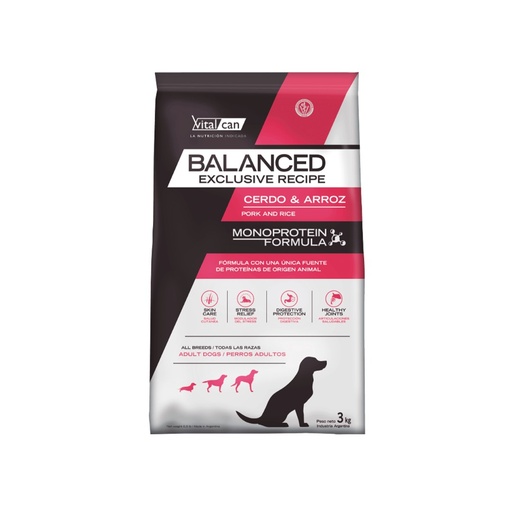 [11934] Vital Balanced Natural Recipe Dog Cerdo Arroz x 3kg