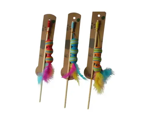 [8688240302089] Cañita para gato tres pelotas y pluma