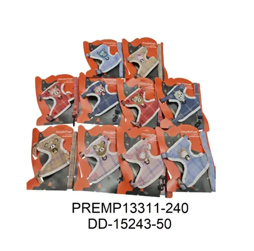 [6937250313311] Conjunto arnés y correa para gato jean con osito 1.5cm