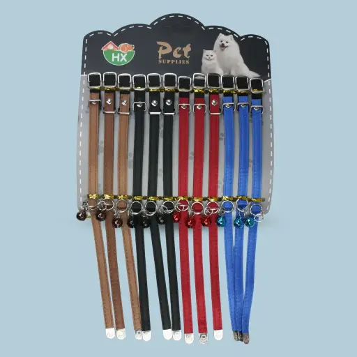 [8688250309504] Collar para gato cuerina liso con huellita