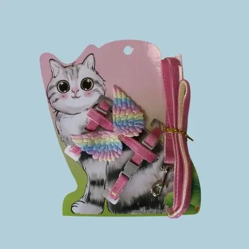 [8672230310772] Conjunto arnés y correa para gato con alas mariposa