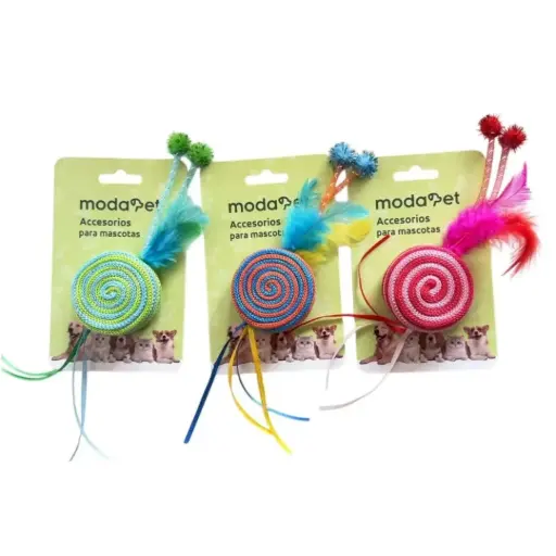 [6937250615484] Juguete para gato sonajero con plumas y cintas