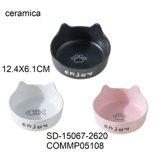 [6937260305108] Comedero de cerámica forma de gato 12,4 x 6,1cm